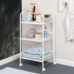 White Steel Wire 3-Tier Multi-Purpose Cart