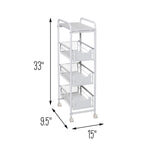 White 4-Drawer Slim Rolling Cart