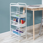 White 4-Drawer Slim Rolling Cart
