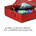 Red Gift Wrap Organizer with Compartments and Pockets