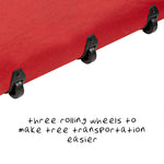 Three wheels to roll the whole bag away to off-season storage