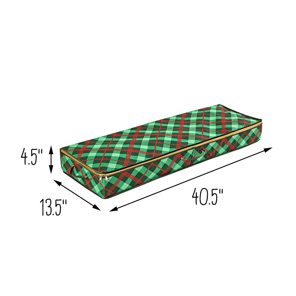 Green Plaid Holiday Gift Wrap Organizer