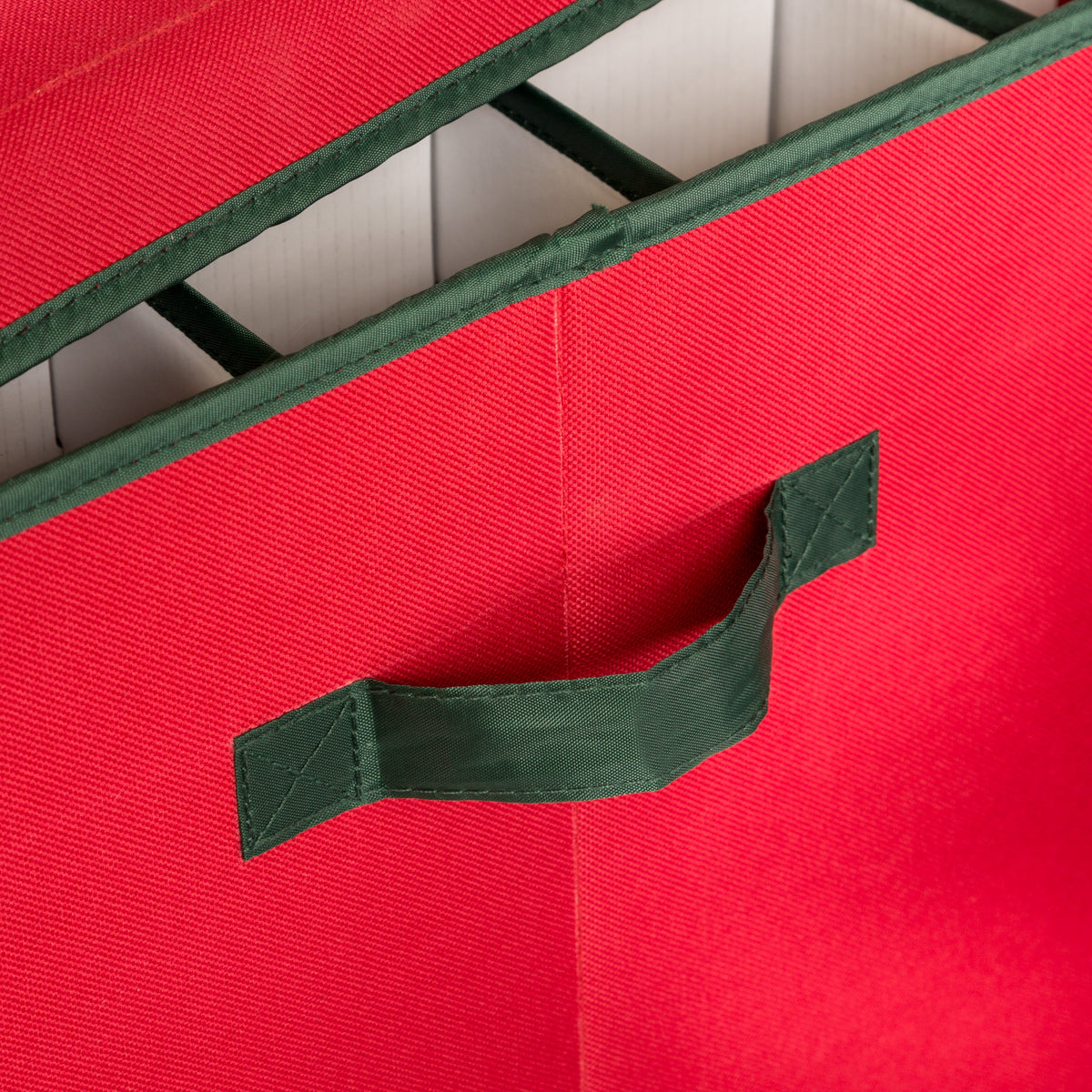 Handles for easy carrying when it’s time to unpack and pack up the ornaments