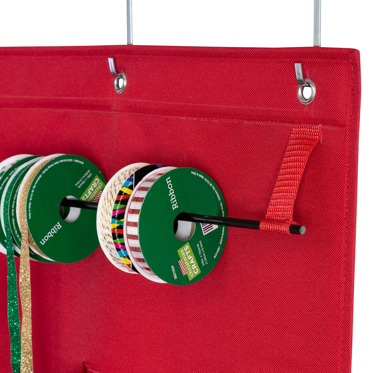 Red Over-The-Door Holiday Gift Wrap Organizer