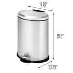 Silver Stainless Steel 12L Oval Step Trash Can