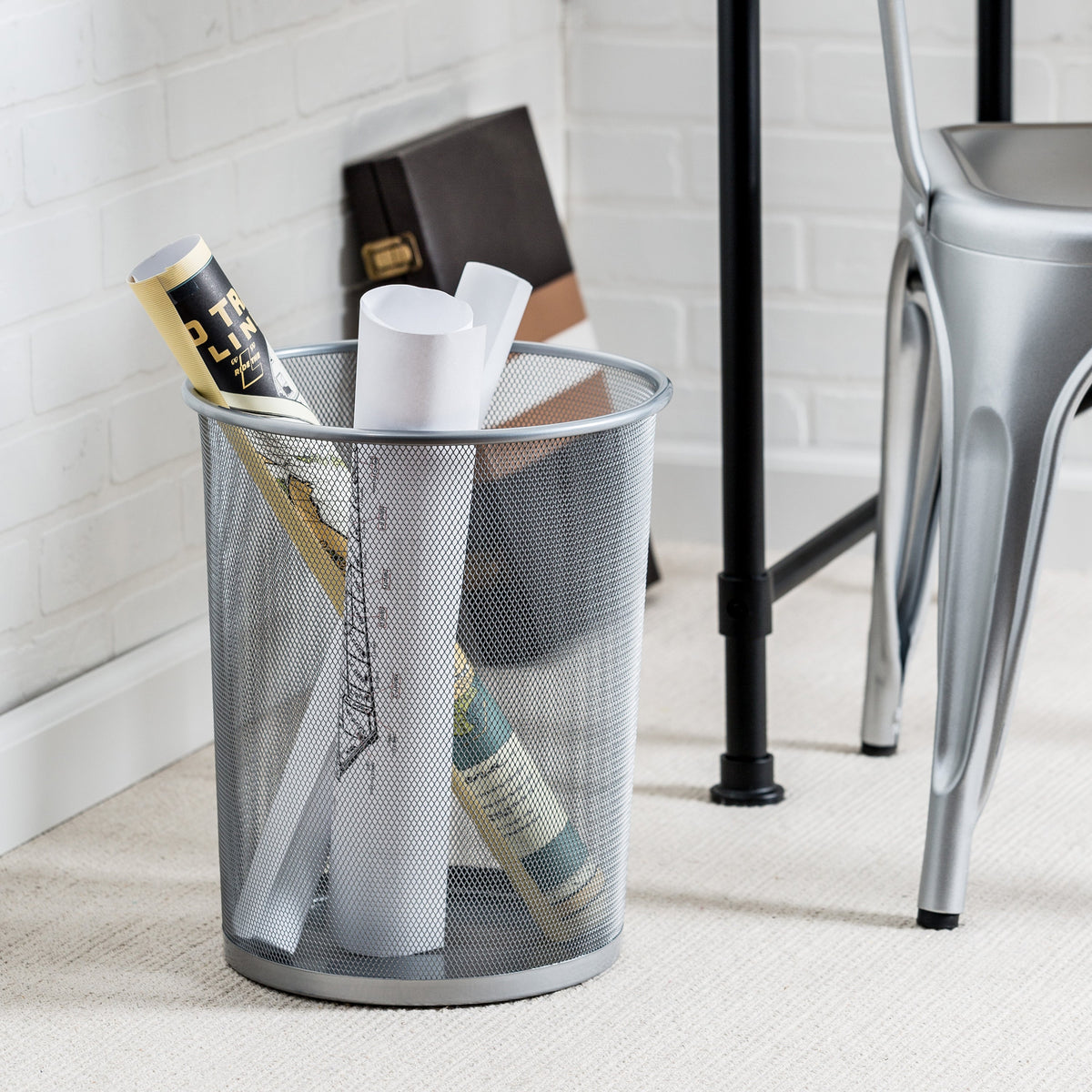 Silver 18L Small Wire Mesh Trash Can (Single or 2-Pack)