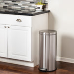 Silver 30L Round Stainless Steel Step Trash Can