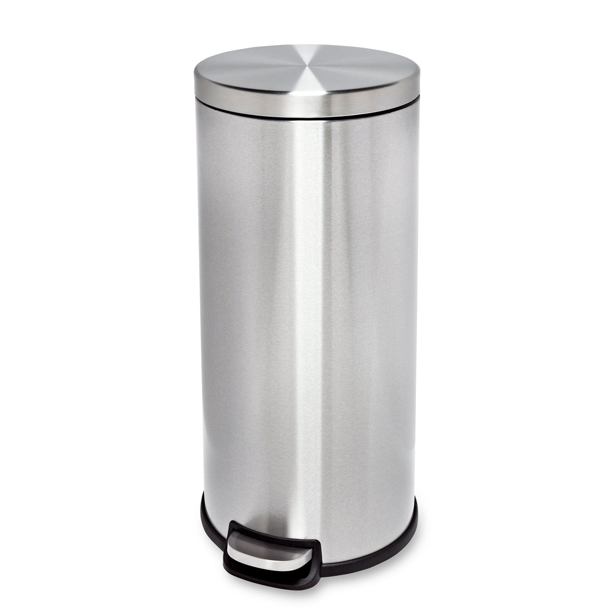 Silver 30L Round Stainless Steel Step Trash Can