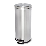 Silver 30L Round Stainless Steel Step Trash Can