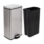 Silver 30L and 5L Stainless Steel Step Trash Cans (Set of 2)