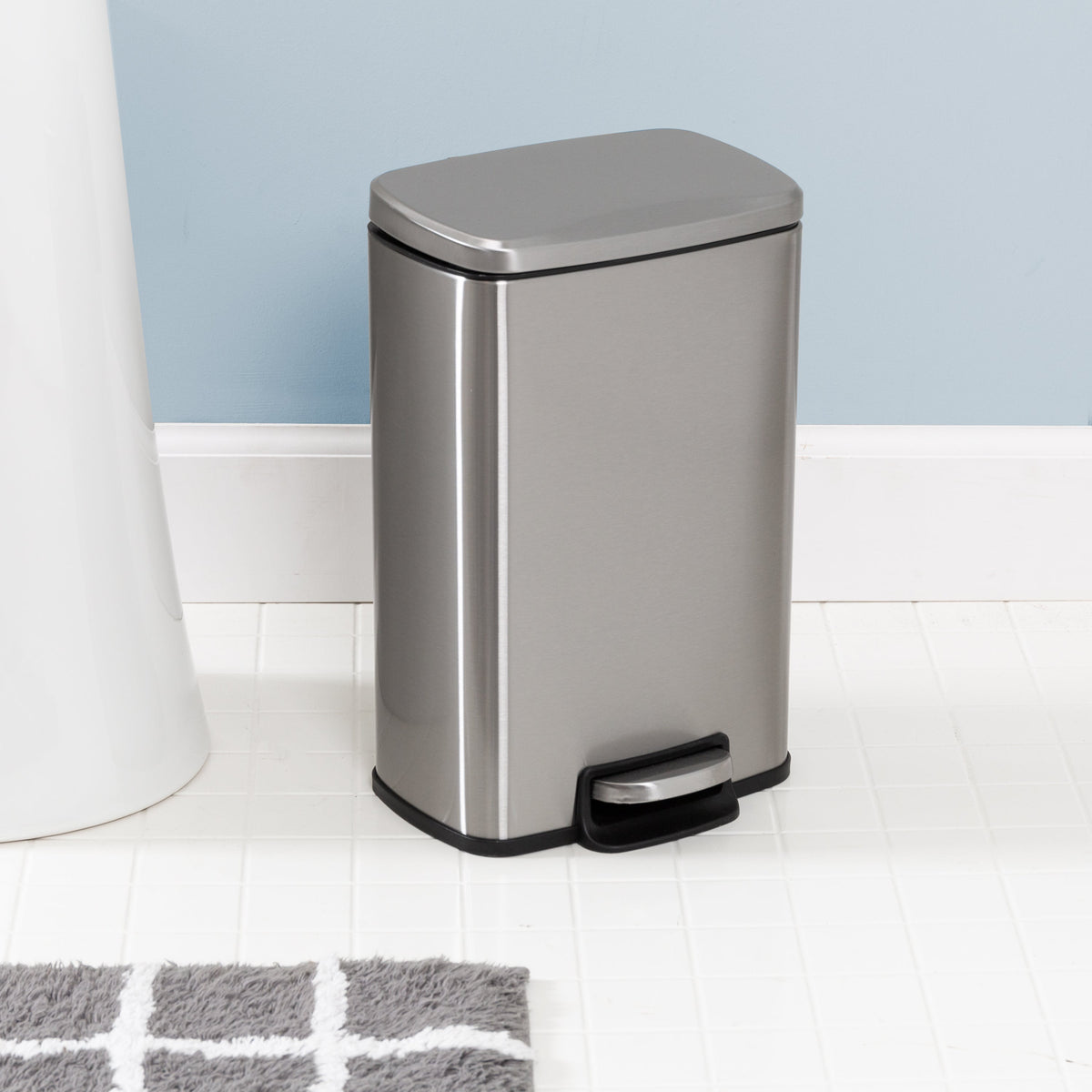 Silver 30L and 5L Stainless Steel Step Trash Cans (Set of 2)