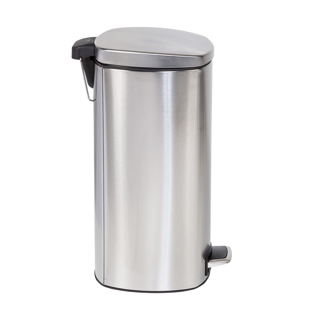 Silver 30L Stainless Steel Soft-Close Step Trash Can with Lid