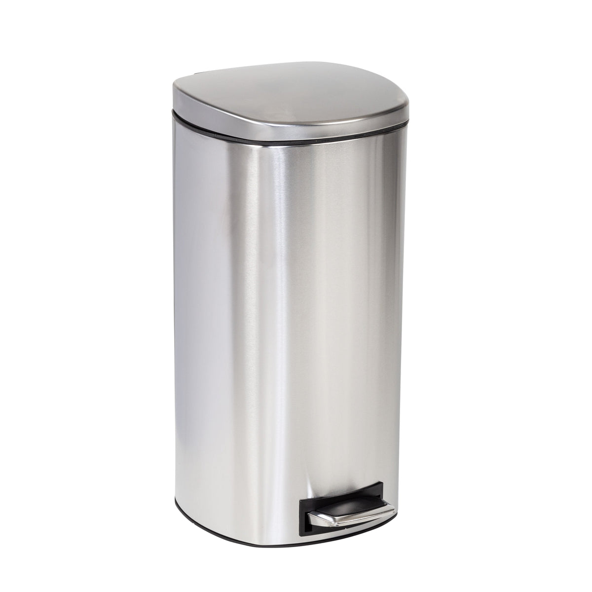 Silver 30L Stainless Steel Soft-Close Step Trash Can with Lid