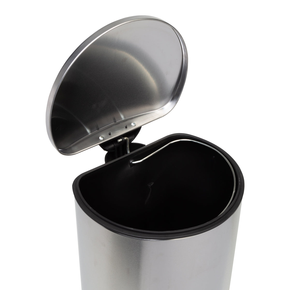 Silver 30L Stainless Steel Semi-Round Step Trash Can with Lid