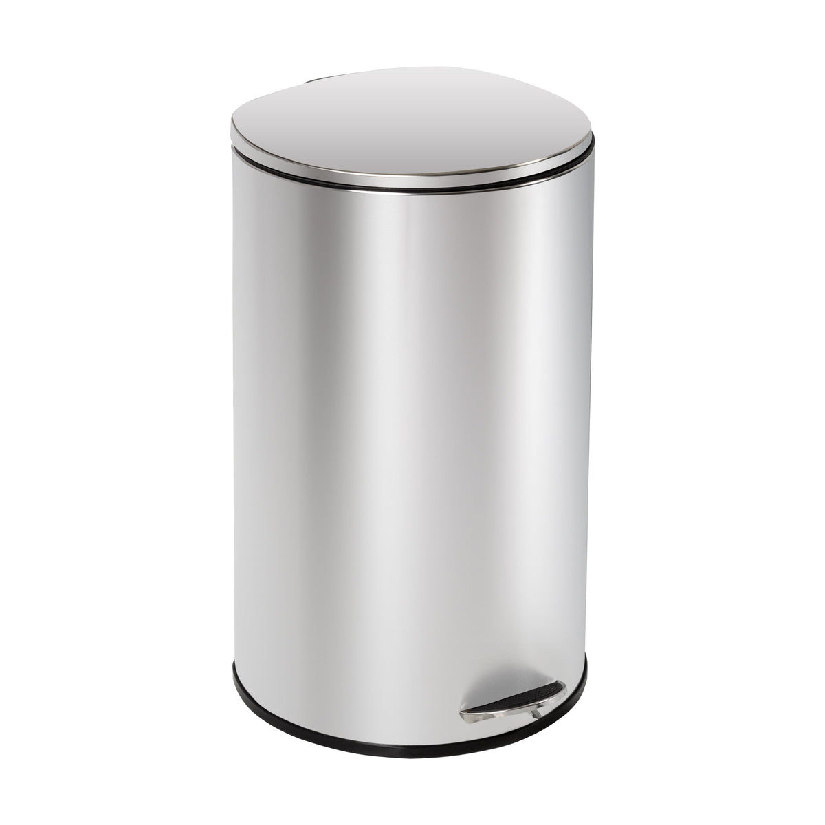 Silver 40L Stainless Steel Semi-Round Step Trash Can with Lid