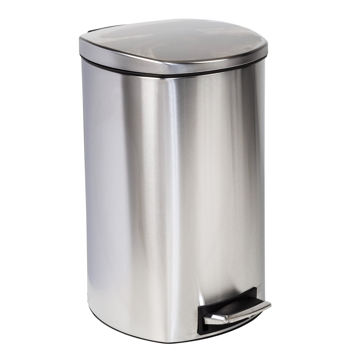 Silver 50L Stainless Steel Soft-Close Step Trash Can with Lid
