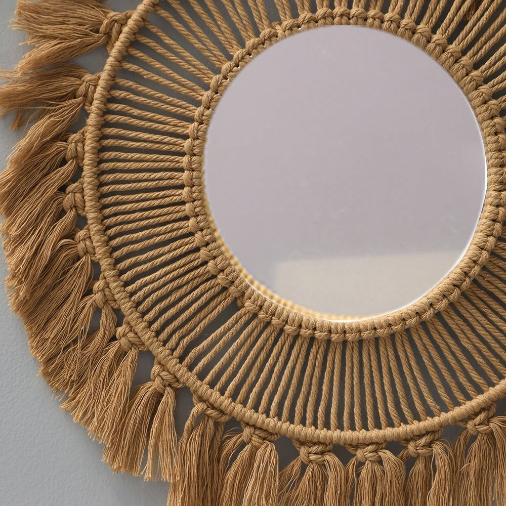 bohemian aesthetic wall hanging macrame decorative mirror roomtery aesthetic room decor