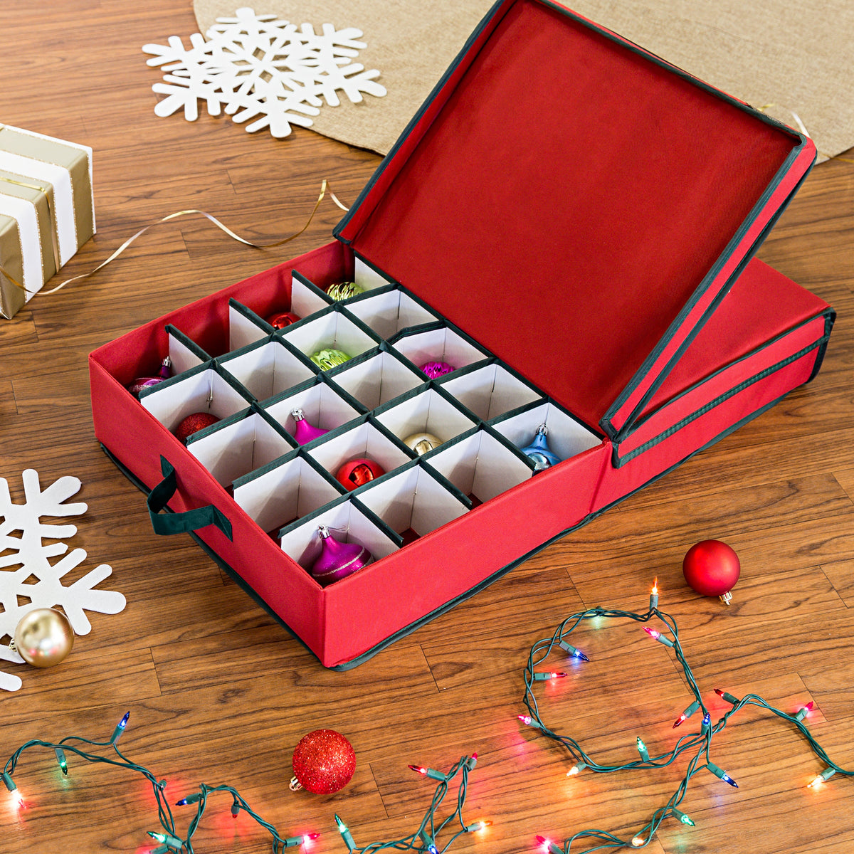 Red 40-Ornament Storage Box