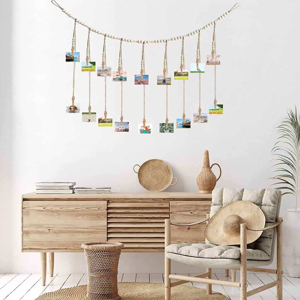 wooden beads photo display