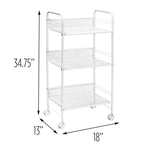 White Steel Wire 3-Tier Multi-Purpose Cart