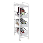 White 4-Drawer Slim Rolling Cart