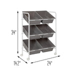 Gray/White 6-Bin Rolling Storage or Craft Cart