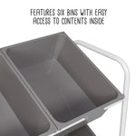 Gray/White 6-Bin Rolling Storage or Craft Cart