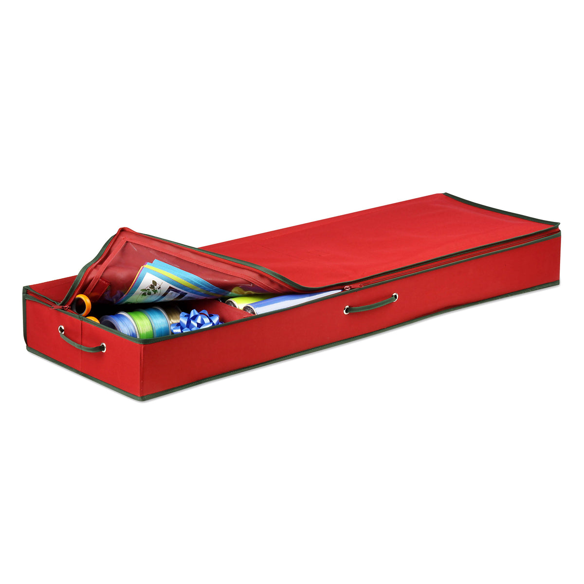 Red Gift Wrap Organizer with Compartments and Pockets