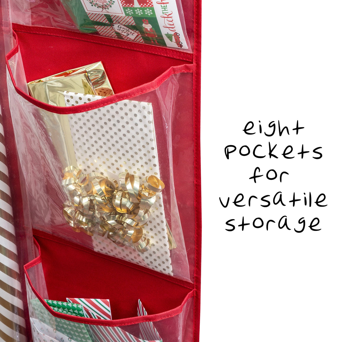 Red Over-The-Door Holiday Gift Wrap Organizer