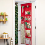 Red Over-The-Door Holiday Gift Wrap Organizer