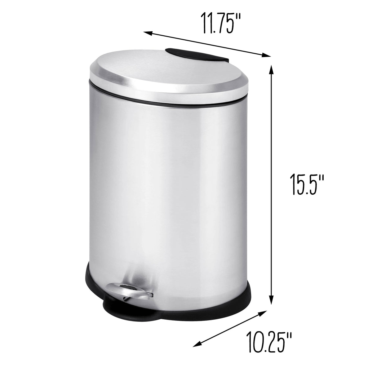 Silver Stainless Steel 12L Oval Step Trash Can