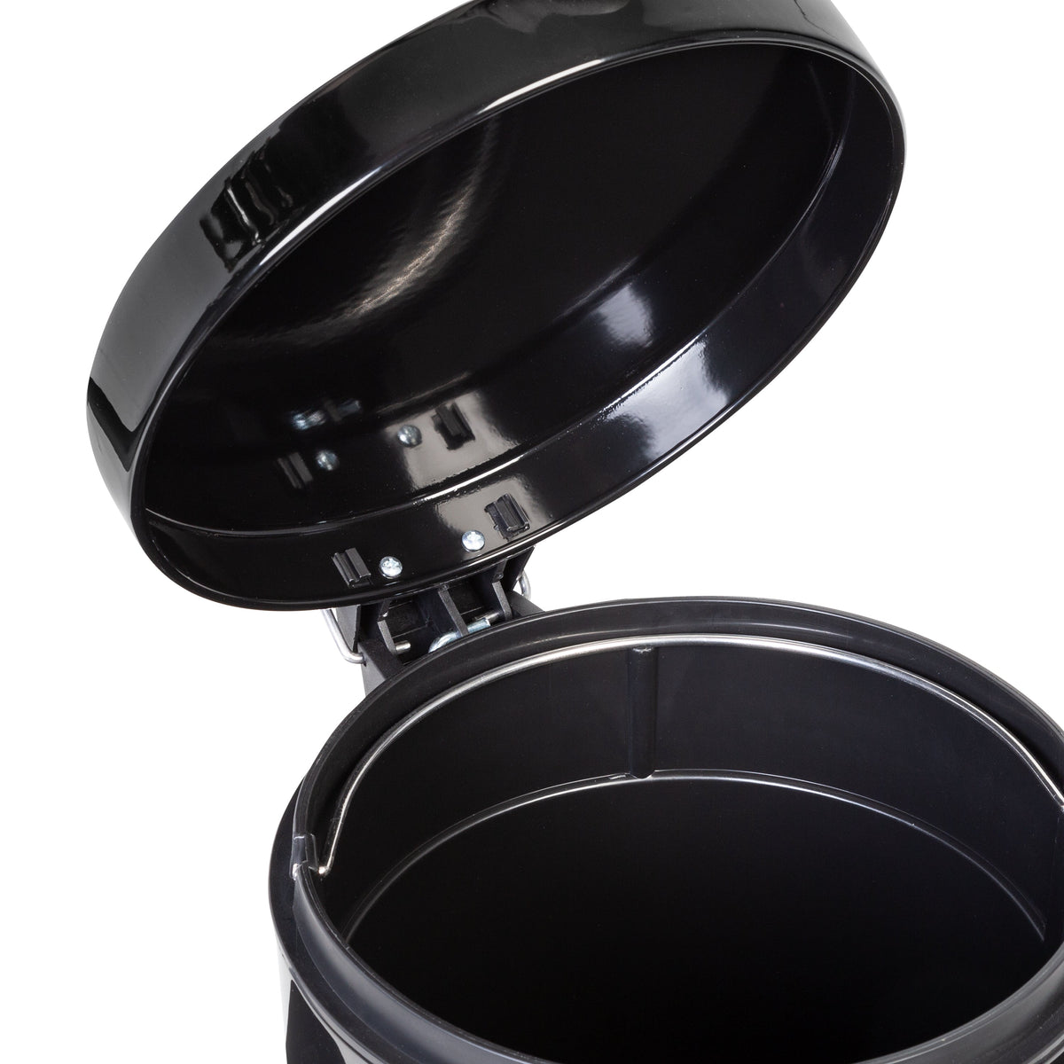 Black Steel 12L Round Step Trash Can
