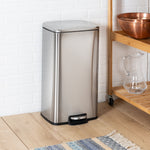 Silver 30L and 5L Stainless Steel Step Trash Cans (Set of 2)