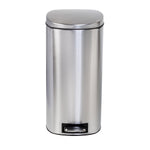 Silver 30L Stainless Steel Soft-Close Step Trash Can with Lid