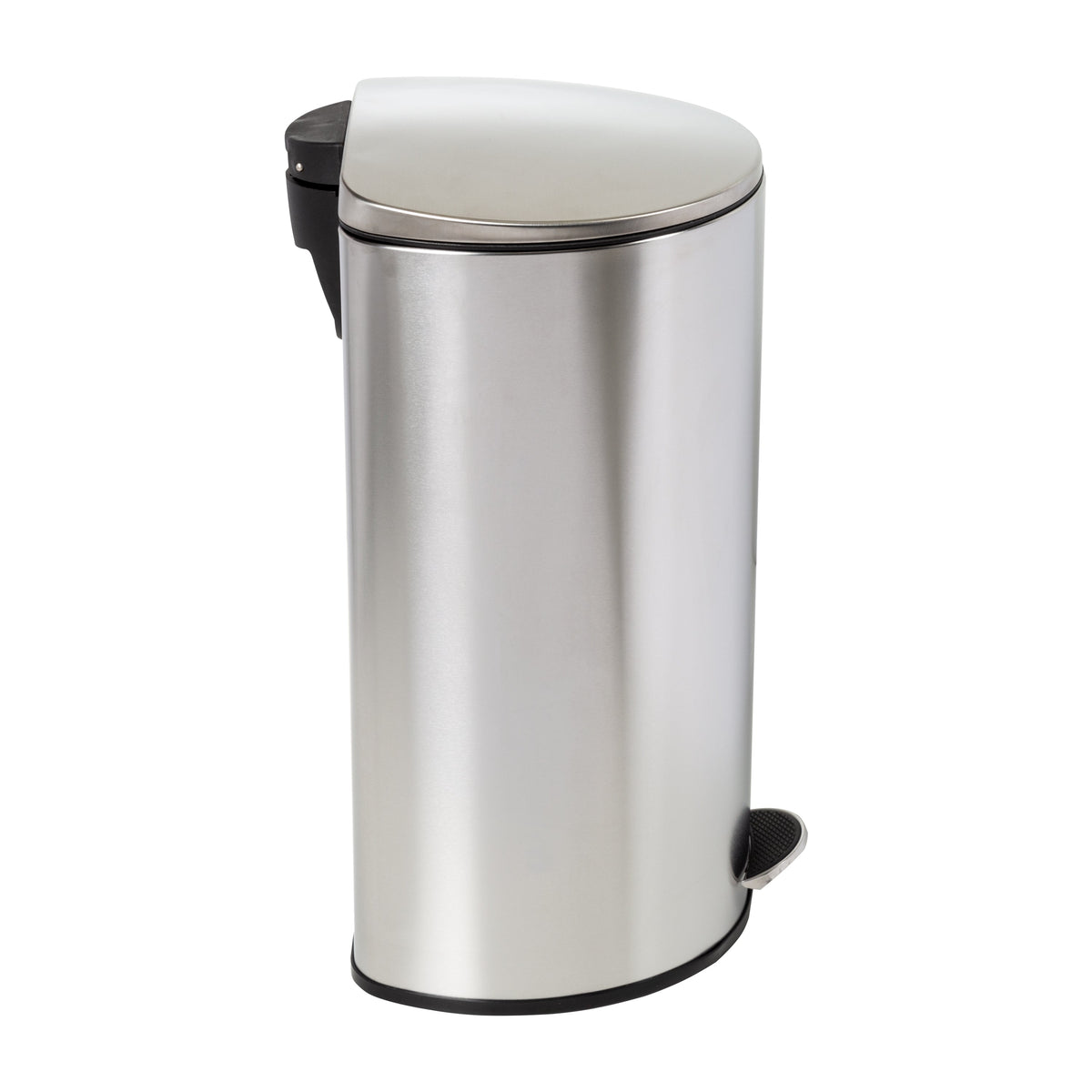 Silver 40L Stainless Steel Semi-Round Step Trash Can with Lid