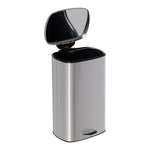 Silver 40L Stainless Steel Rectangular Step Trash Can with Lid