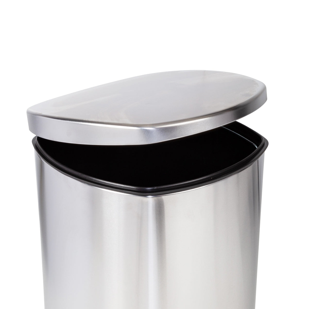 Silver 50L Stainless Steel Soft-Close Step Trash Can with Lid