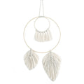 big fringe feather macrame wall hanging round dream catcher  boho aesthetic roomtery