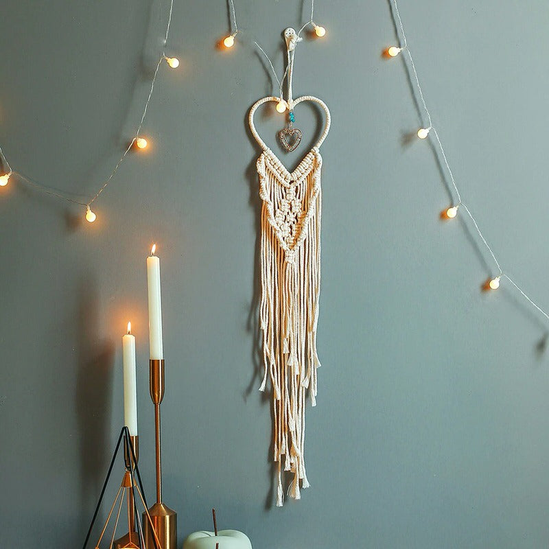 heart shaped macrame wall hanging aesthetic decor roomtery