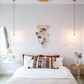 wall hanging macrame photo display with lights boho aesthetic room decor roomtery