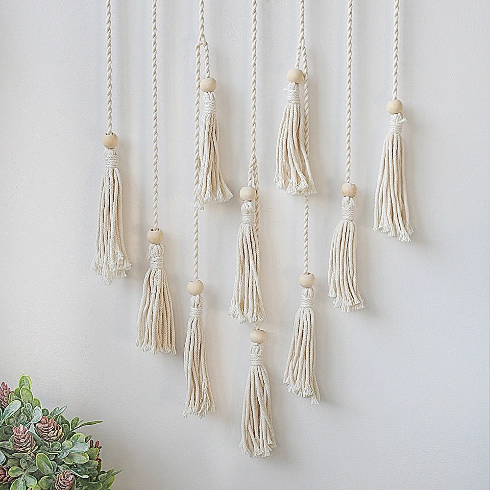 wall hanging macrame photo display with lights boho aesthetic room decor roomtery